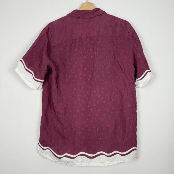 Abercrombie & Fitch Wine Print Camp Shirt  100% Viscose Grapes Size M Burgundy - Picture 5 of 10